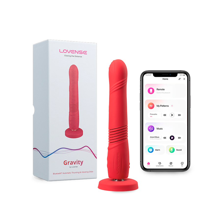 Consolador vibratorio Lovense Gravity de empuje automático controlado por aplicación ideal para modelos webcam